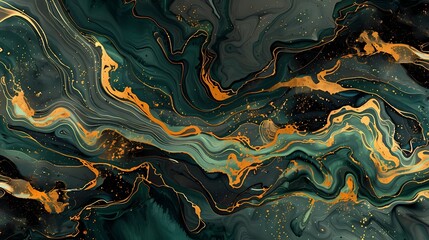 Obraz premium Green and gold vine pattern poster background
