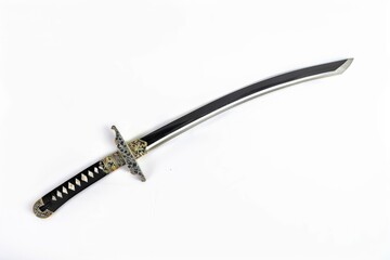 A knife featuring a black handle and a black blade, displayed against a white background