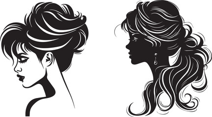 Woman hairstyle bread black silhouette on white background 