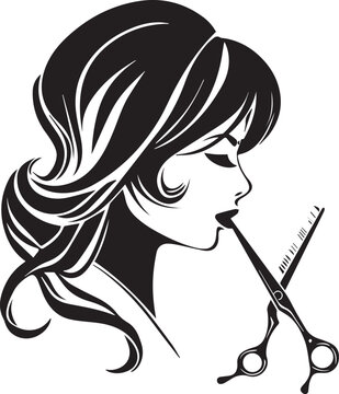 recommend clip art: Woman hairstyle bread black silhouette on white background 