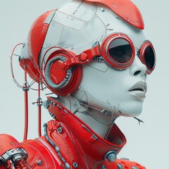 surreal portrait of a female cyborg with sunglasses