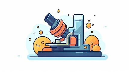 Floating microscope cartoon vector icon illustration science healthcare icon concept isolated flat