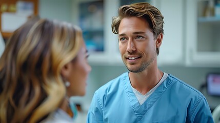 Fototapeta premium Bright, professional dental consultation emphasizing patient comfort and education