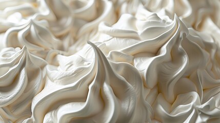 A close-up photograph showcasing the texture of Chantilly cream, captured in a photo-realistic style using studio overhead lighting. This image is intended for food photography. - obrazy, fototapety, plakaty