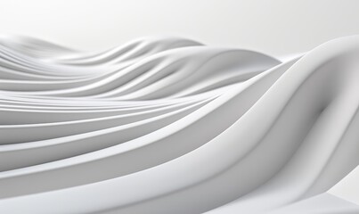 White background with abstract waves, 3D rendering, closeup of curved lines