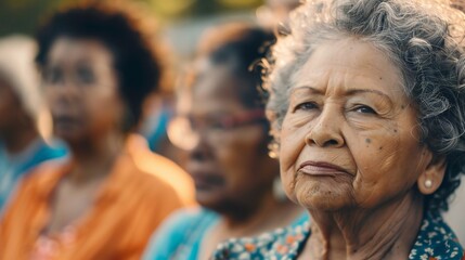 Fototapeta premium Ageless Advocacy: Diverse senior women standing tall against racism, a beacon of unity and resilience.