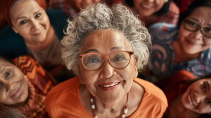 An aerial view capturing the inclusivity and acceptance exemplified by diverse senior women.