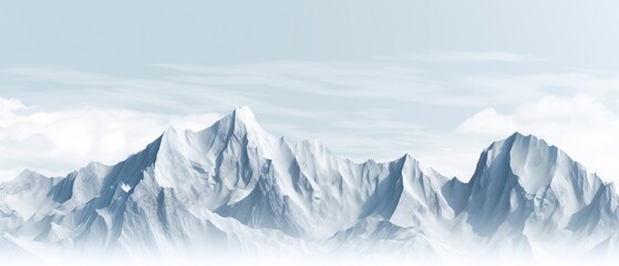 Snowy rocky mountains, minimal style.