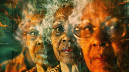 Wisdom in Unity: A collage of senior women, each portrait a testament to the power of diversity in combating racism.