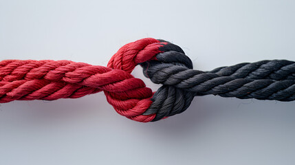A close-up image showcasing two intertwined ropes, generative Ai