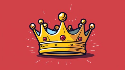 Floating crown cartoon vector icon illustration finance object icon concept isolated premium vector - obrazy, fototapety, plakaty