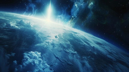 Fototapeta premium In this luminous realm, graphical images are not mere creations but cosmic voyagers, traversing the digital universe to captivate minds and inspire hearts with their boundless creativity and infinite 
