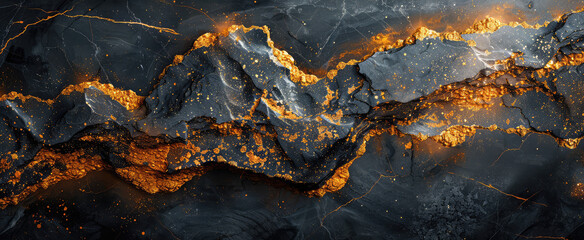 A black marble texture with golden veins, 