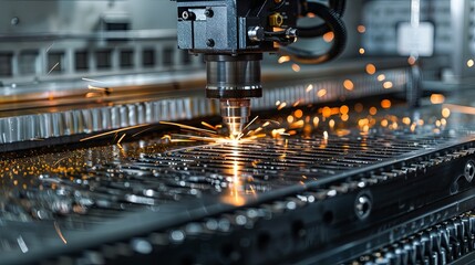 Precision laser cutting machine at industrial manufacturing plant