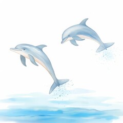 playful dolphins jumping in the ocean