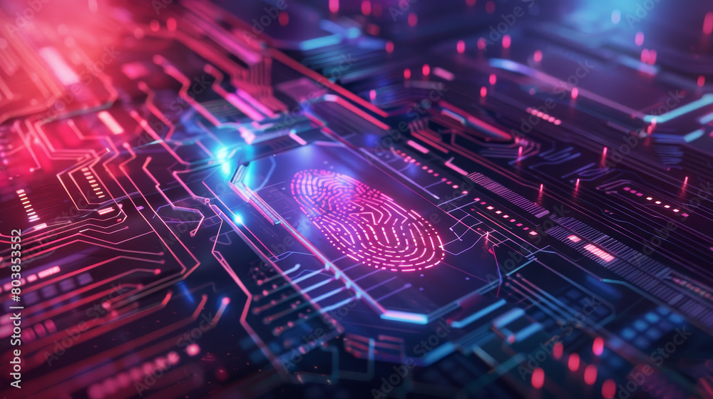 Poster a computer chip with a fingerprint on it