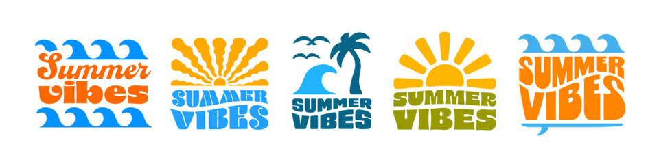 Summer vibes logo. Summer vibes labels.