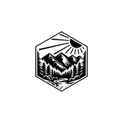 Mountain logo vector image,MOUNTAIN LOGO BADGE, EMBLEM
