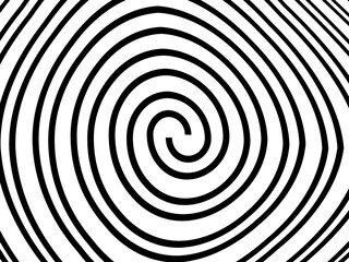 Abstract hypnotic wave pattern with black-and-white striped lines. Psychedelic background. Op art, optical illusion. Modern design, graphic texture.