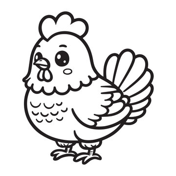 recommend clip art: Line art of chicken cartoon vector
