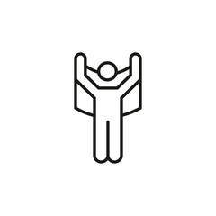 Goal Achievement Icon. Showcases a person with arms raised, holding a flag, symbolizing accomplishment, celebration, or reaching a milestone. Suitable for goal tracking. Vector illustration