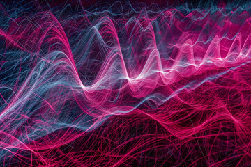 Abstract intertwining red and blue light waves. 