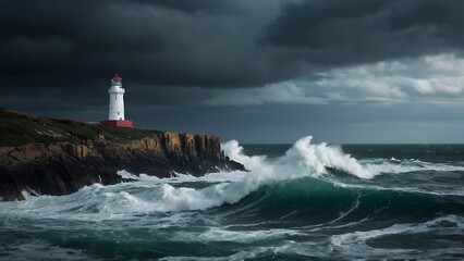 lighthouse on the coast Guiding Light Solitary Lighthouse