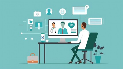 A team of healthcare professionals conducting a telehealth session with a patient in a remote area.