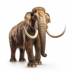 woolly mammoth, prehistoric mammals isolated on white background
