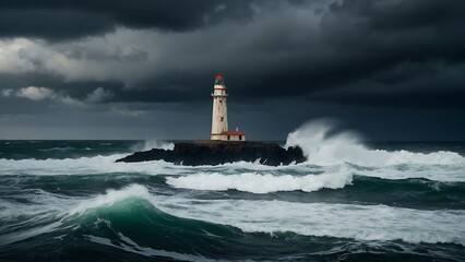lighthouse on the coast Guiding Light Solitary Lighthouse