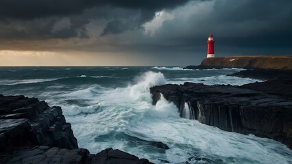 lighthouse on the coast of state Guiding Light Solitary Lighthouse