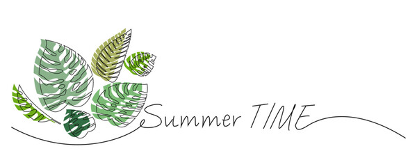 Summer green illustration. Summer vacation and tropical concept background. Vector illustration.