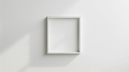 A sleek, minimalist square frame, isolated on a pure white background, as if ready to hang in a modern art gallery.