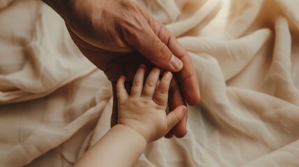 The hand of a child and an adult