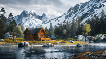 small house in the mountains - Powered by Adobe