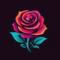 simple rose logo vector with abstract colors