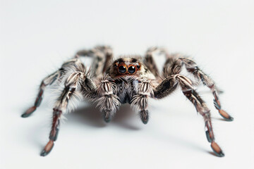 Spider with large eyes on white background
