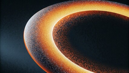 Close up of a curved dust ring in deep space, with an orange and dark blue gradient - obrazy, fototapety, plakaty