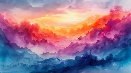 Abstract Watercolor Painting of Calming Cloud Formation