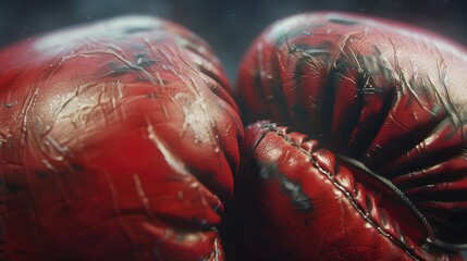 Red boxing gloves with the glow of flashes in the background. - Powered by Adobe