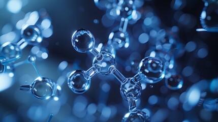 Molecules on blue background
