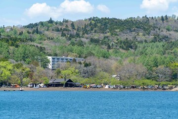 Camping site in the lake side 