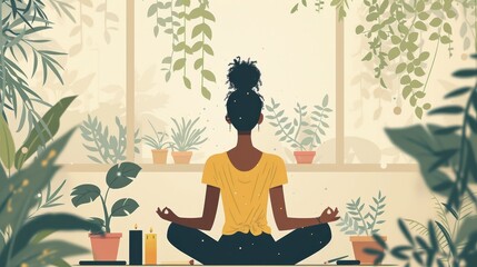 Minimalist Lifestyle Wellness: An illustration representing a minimalist lifestyle that prioritizes wellness