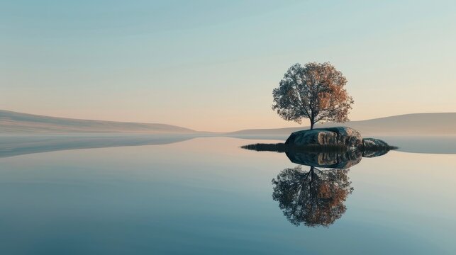 Minimalist Nature Harmony: A photo illustrating the minimalist harmony of nature