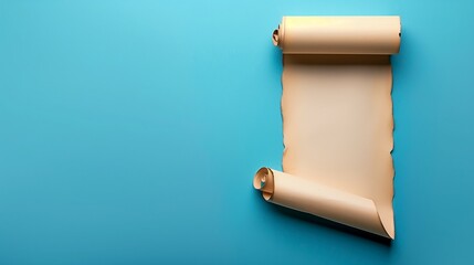 A scroll paper, with a list of wishes, against a solid blue background.