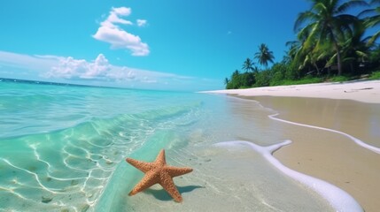 Fototapeta na wymiar Tropical starfish decorates serene Caribbean coastline reflecting summer beauty ,8k