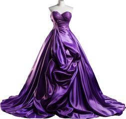 purple violet satin dress isolated on white or transparent background,transparency 