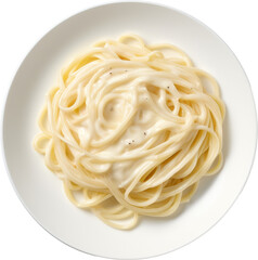 cream white sauce spaghetti cabonara isolated on white or transparent background,transparency 