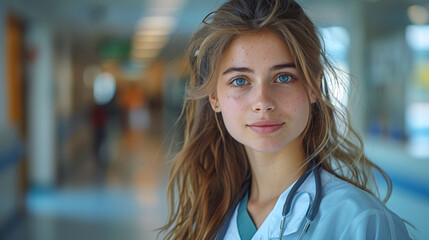 Dedicated Doctor: Young Female Physician Studying at Hospital, Photography Capturing Focus