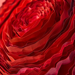 Red rose petals, gently unfurling, reveal a heart of velvety softness.